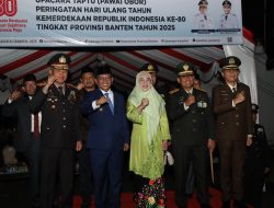 Polda Banten Gelar Tradisi Taptu Pawai Obor Sambut HUT RI ke-80